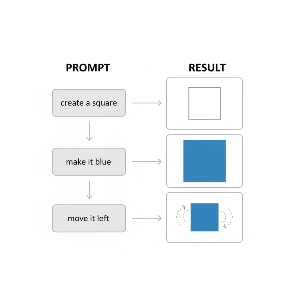 Diagram showing how to build an animation through a series of simple, iterative prompts.