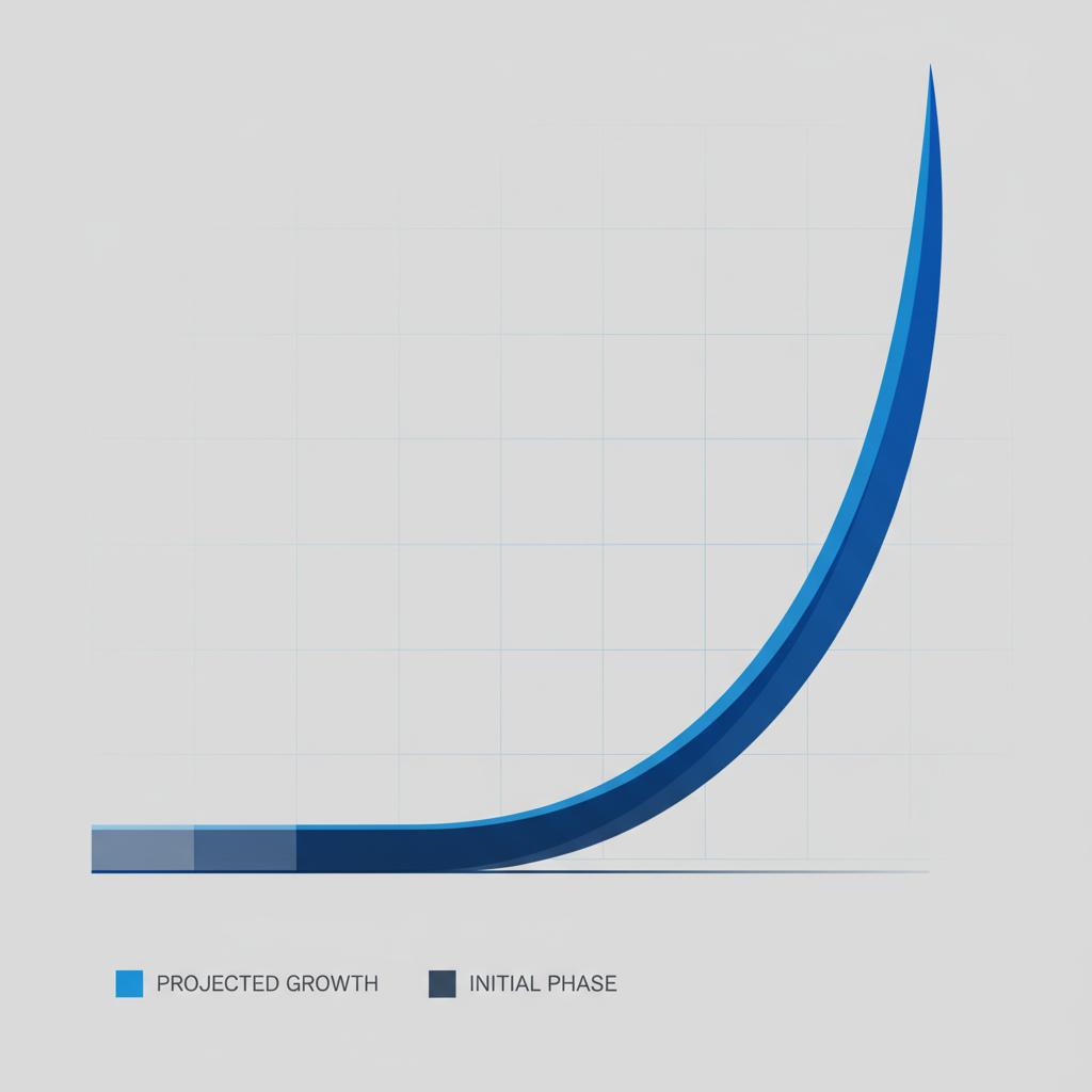 Abstract chart illustrating exponential e-commerce growth from a plateau.