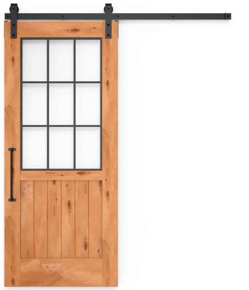 Farmhouse French Barn Door Half Glass Rustica