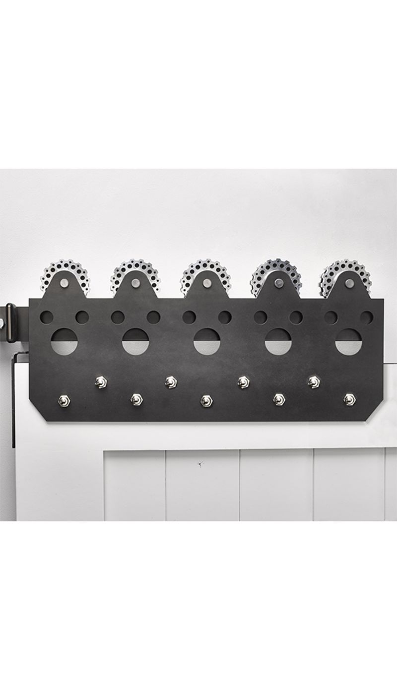 Warehouse Heavy Duty Barn Door Hardware Kit Rustica Shown With Our Raw Steel Finish Gear Wheel