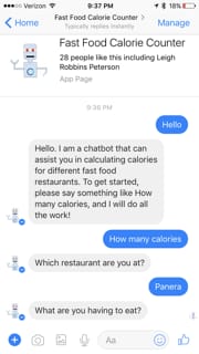 fast food calorie counter devpost