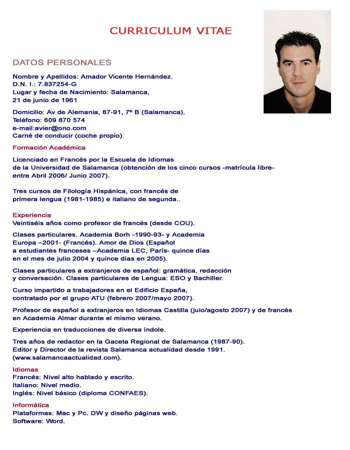 Modelo De Curriculum Vitae Basico