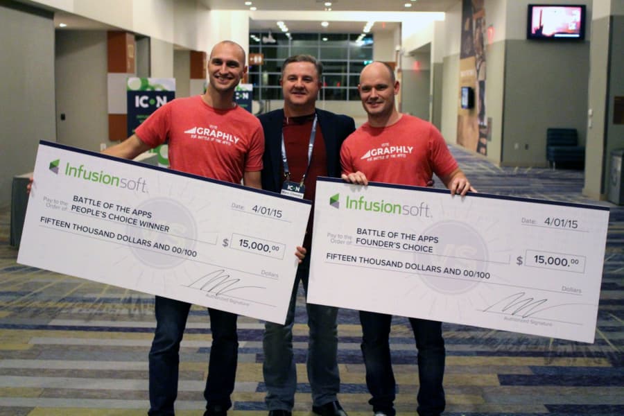 Pictured: Jarrod Morris (Graphly), Marc Chesley (Infusionsoft), and Dustin Lunt (Graphly)