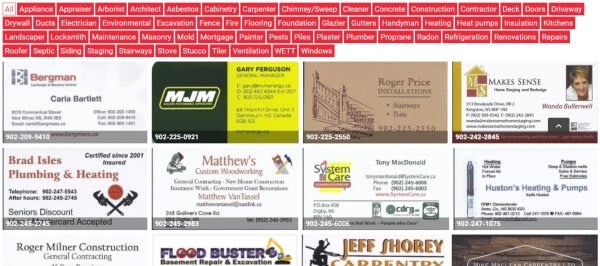 Over 200 listings of professionals throughout the Annapolis Valley.