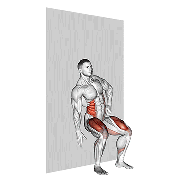 seated side crunch (wall) demonstration
