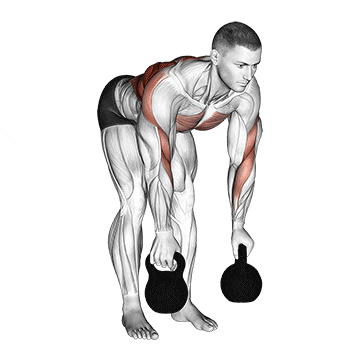 kettlebell two arm row demonstration