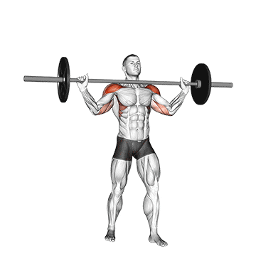 barbell standing wide military press demonstration