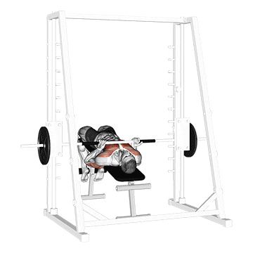 smith machine reverse decline close grip bench press demonstration