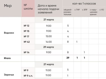 Названы даты, когда школы Вологды начнут приём заявлений о зачислении в первые классы