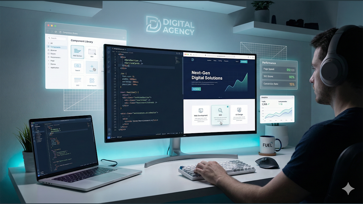 Screenshot of a modern website under development