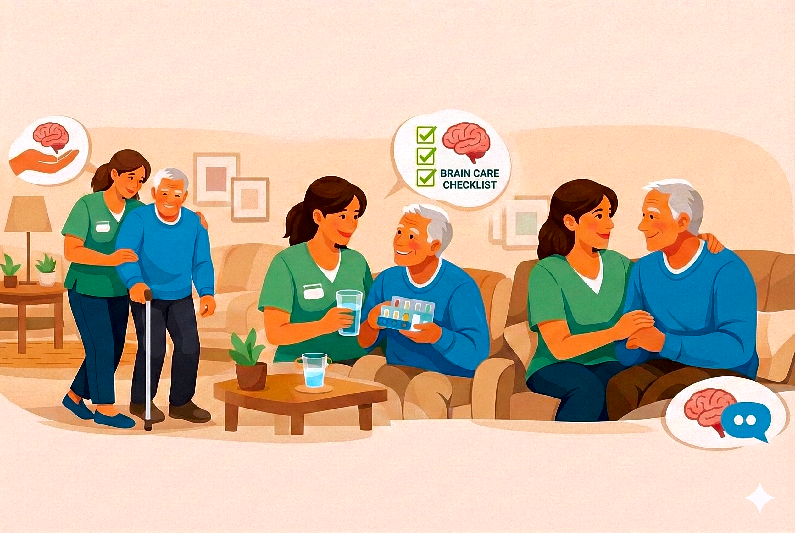 Compassionate carer listening to a stroke survivor