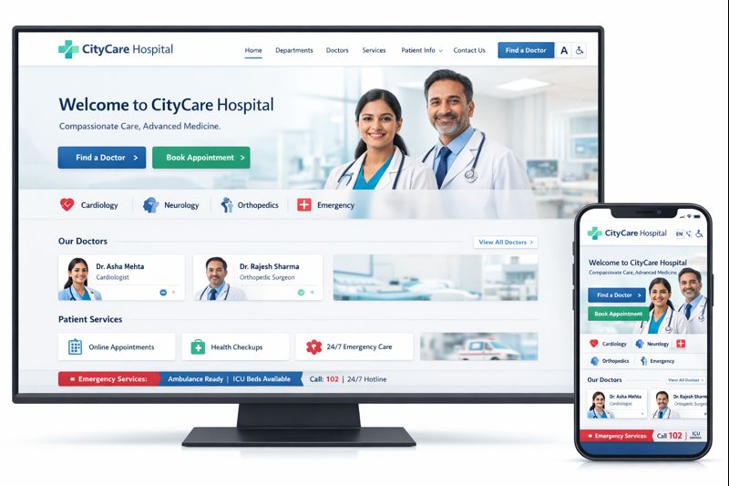 Main page of a large hospital's website