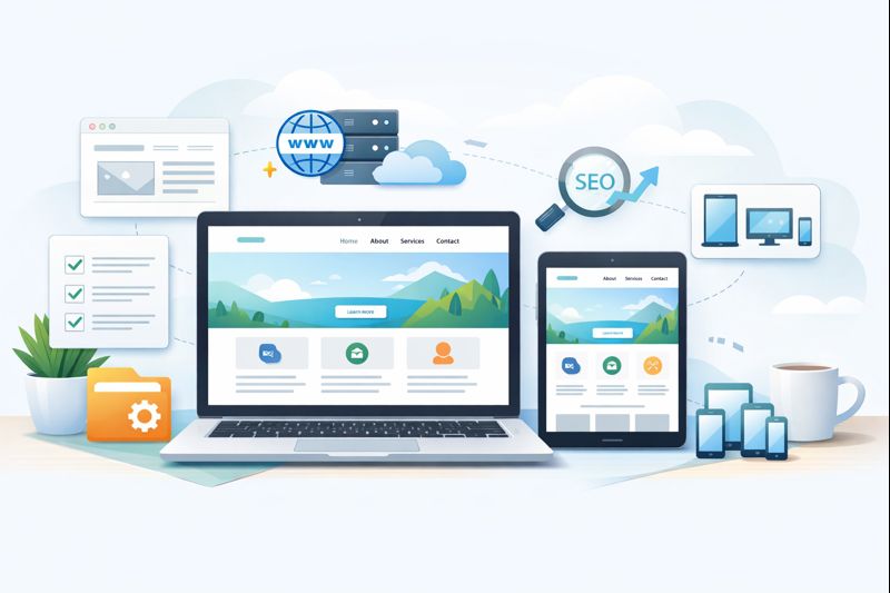 A person working on a laptop in a modern startup office