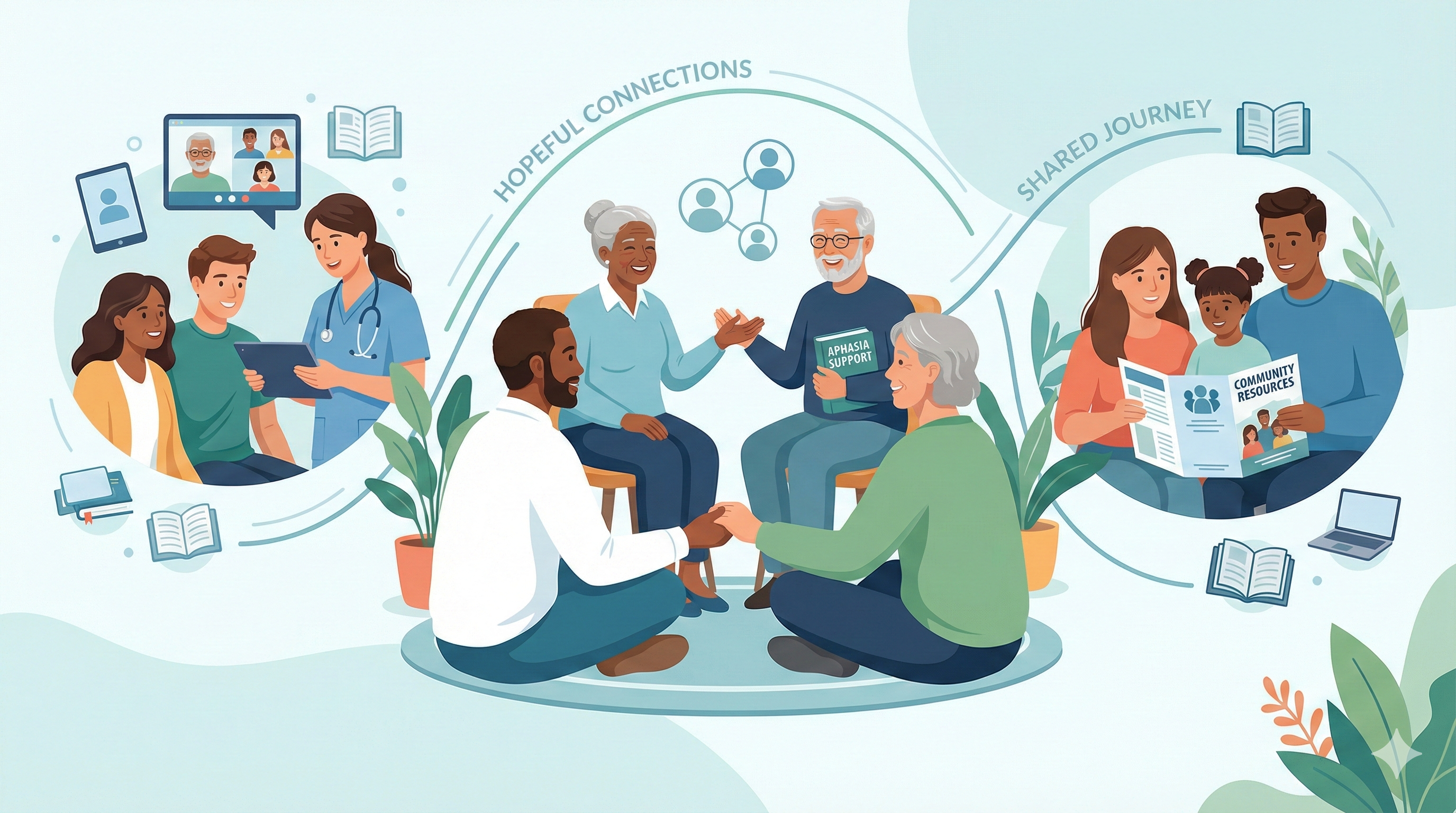 People in a support group comforting each other