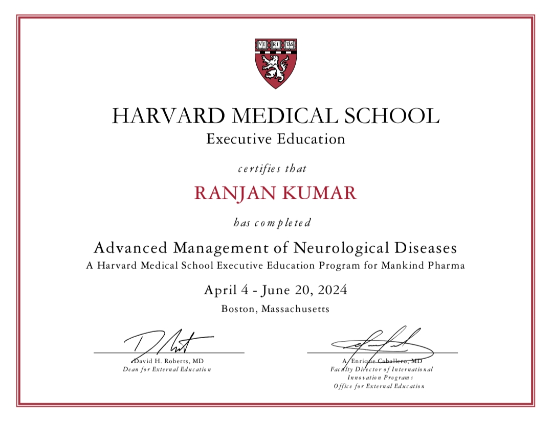 Harvard Medical School Certificate - Advanced Management of Neurological Diseases
