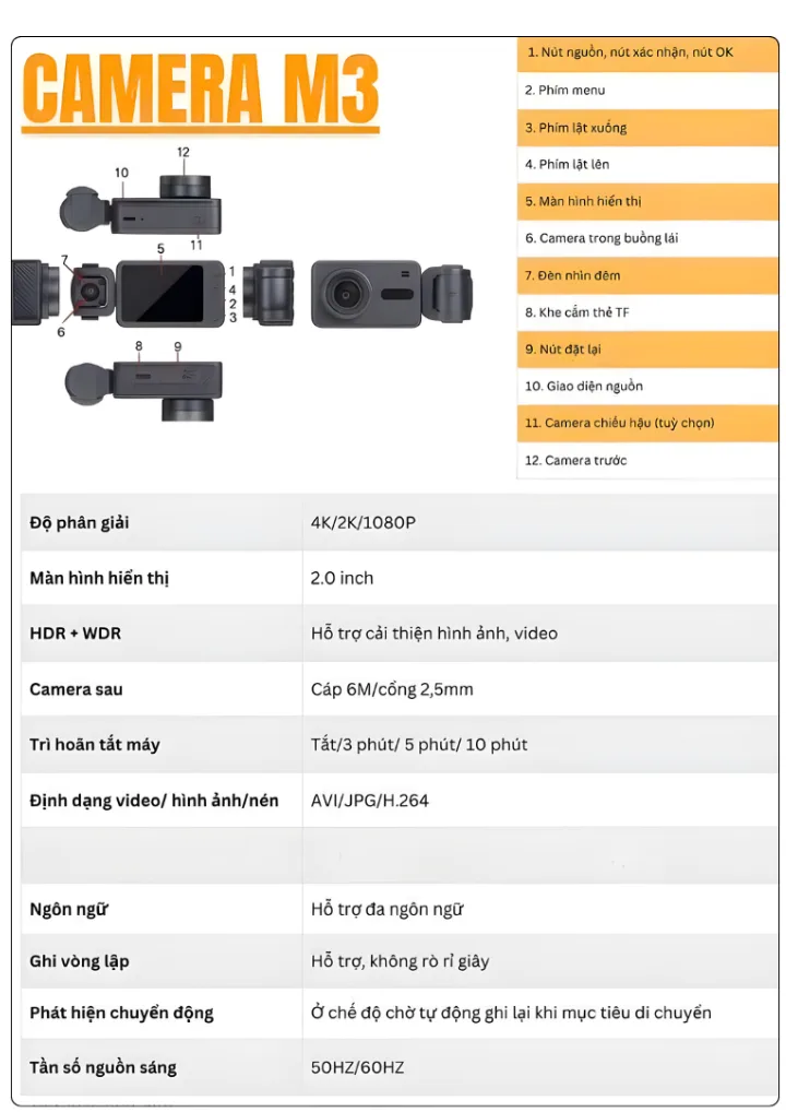 Camera hành trình F5 3 Mắt 4K Ultrakkkk 3
