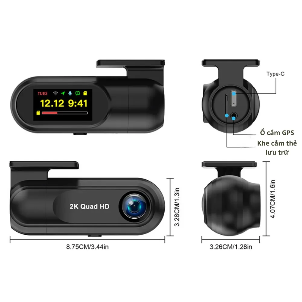 Camera Hành Trình V10 1 Mắt 2K Quid HD 4