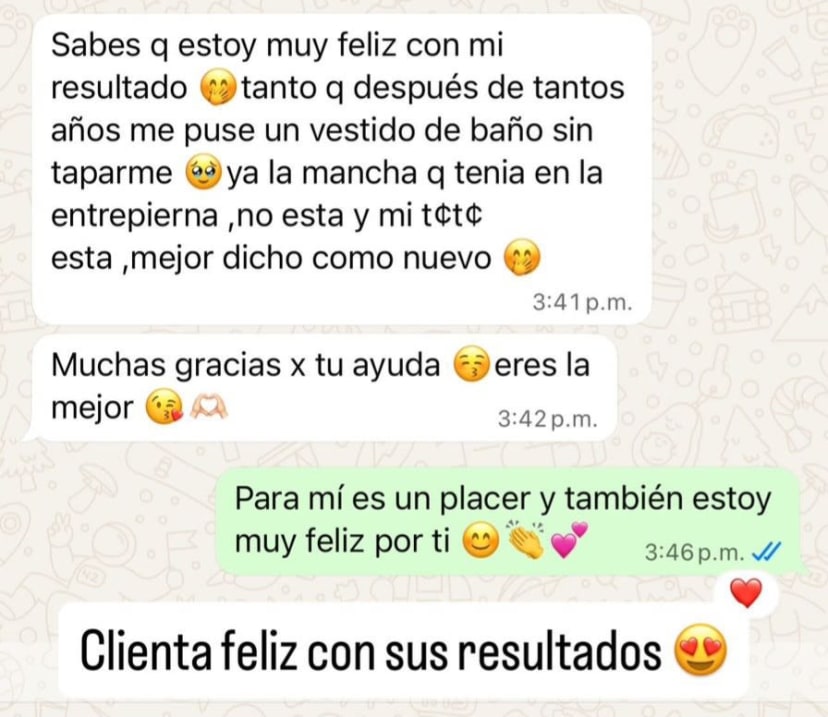 Testimonio de WhatsApp de Karina