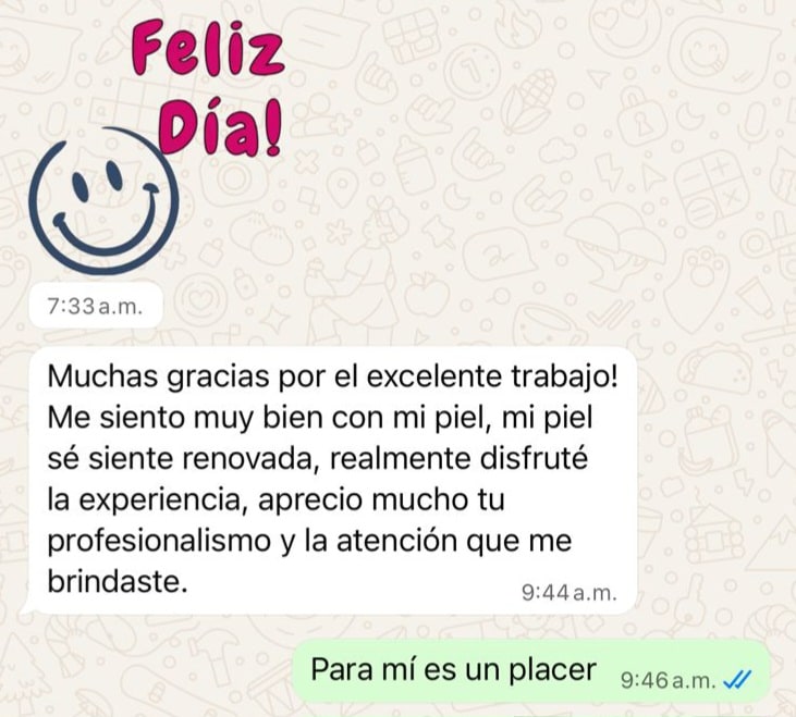 Testimonio de WhatsApp de Karina