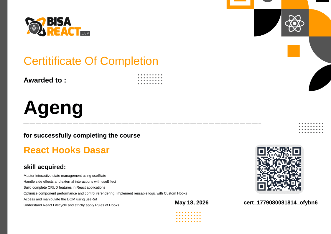 Certificate for Ageng