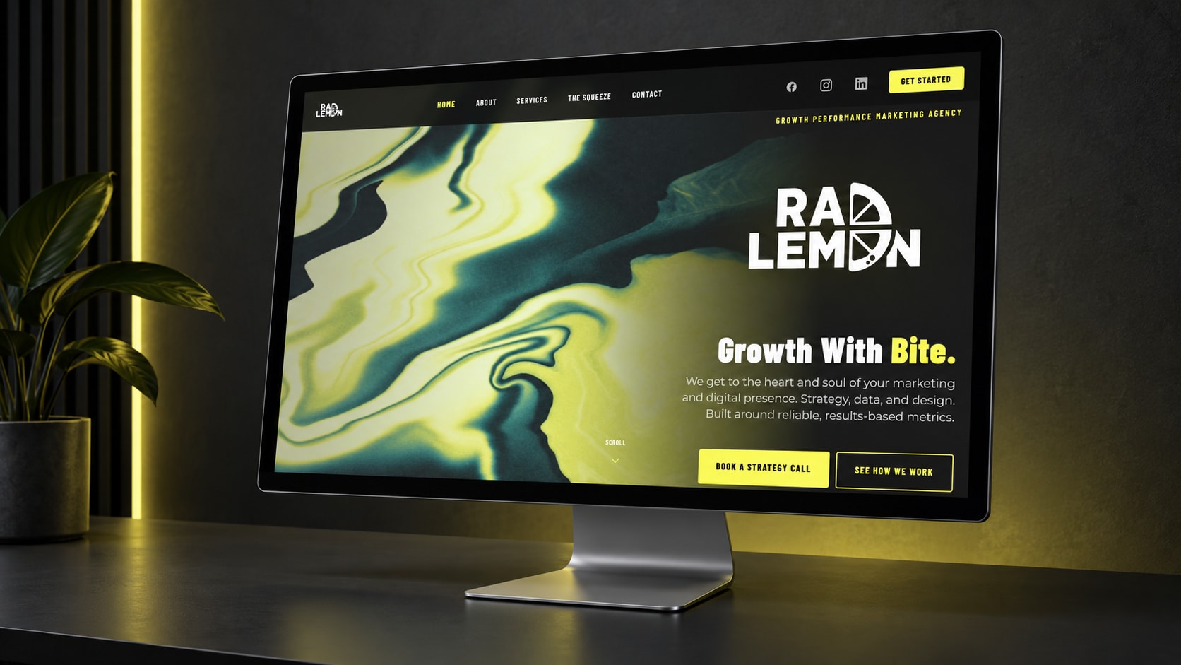 Desktop mockup of a Rad Lemon website