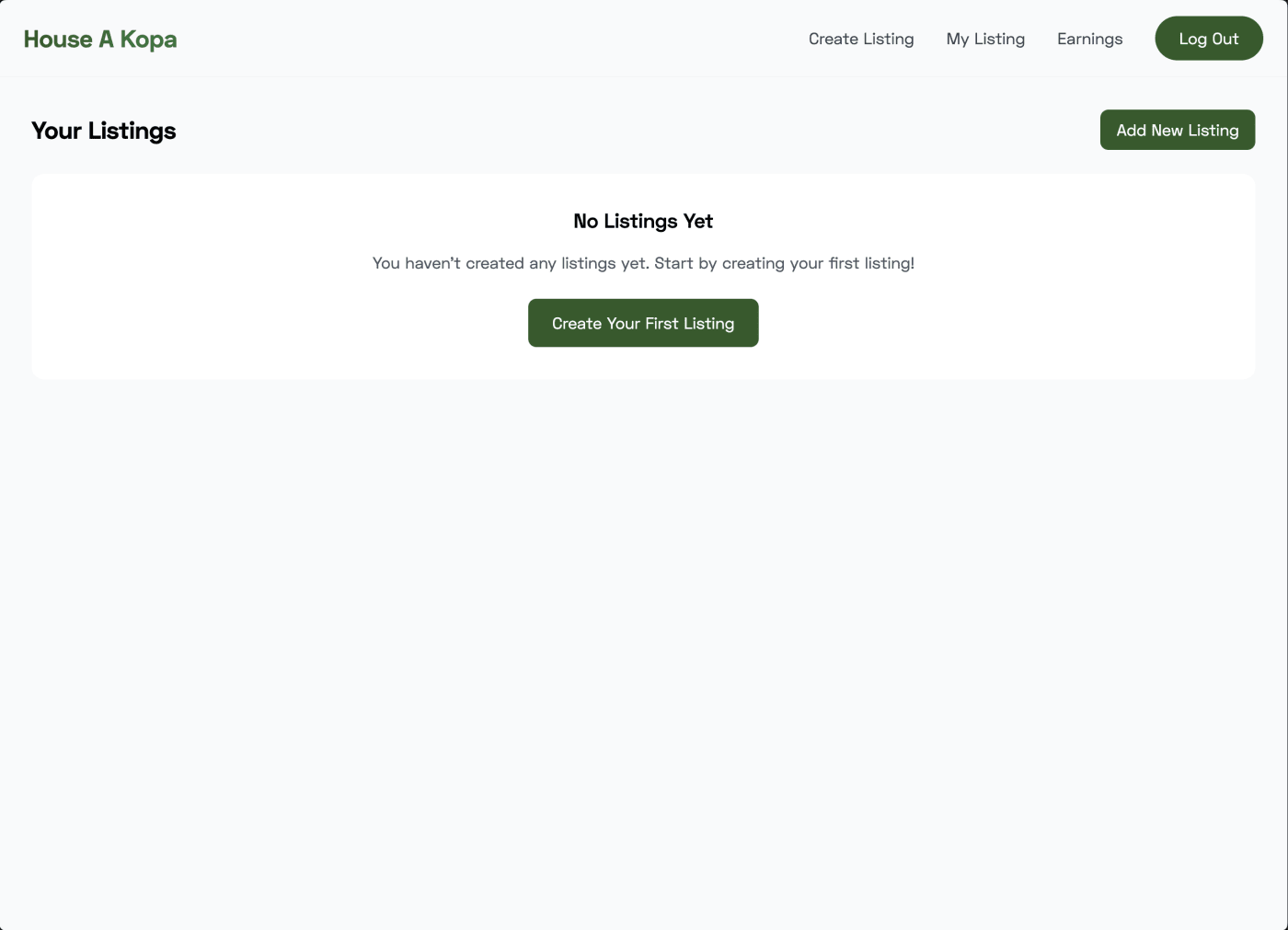 Screenshot of dashboard