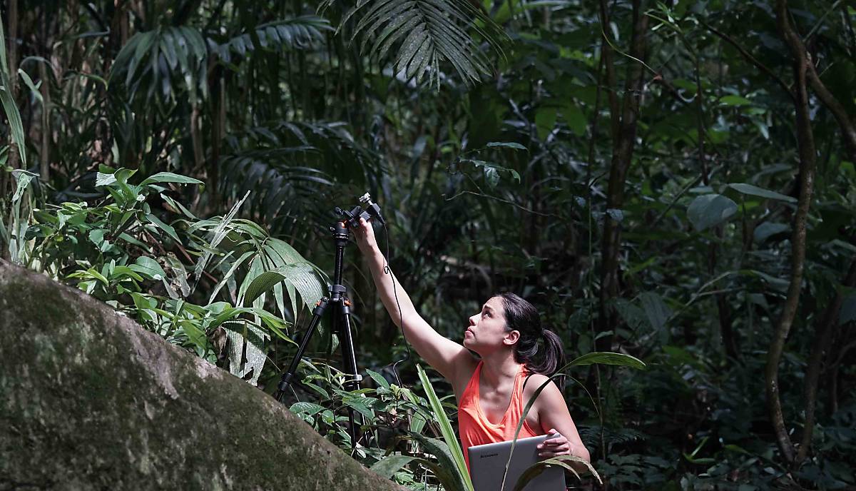 Verhaltensbiologin Dr. Ahana Aurora Fernandez bei der Feldarbeit