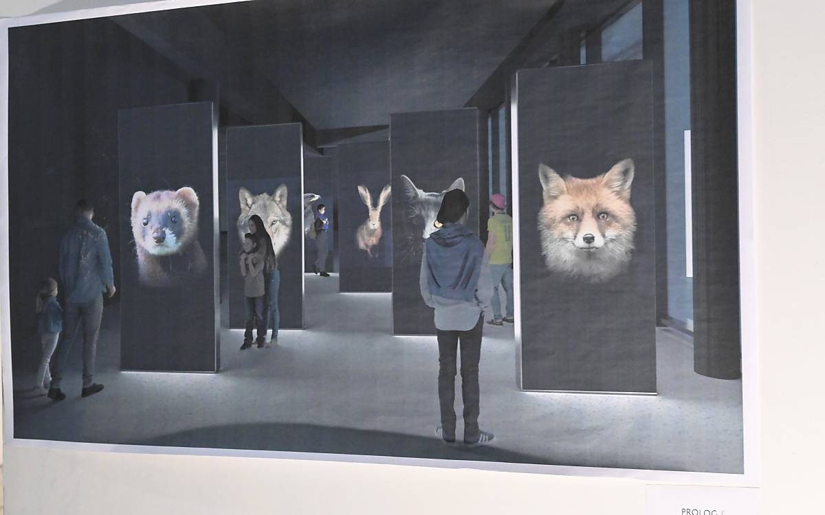 Die Computersimulation zeigt, wie die Ausstellungsbesucher künftig in der Botschaft der Wildtiere empfangen werden.