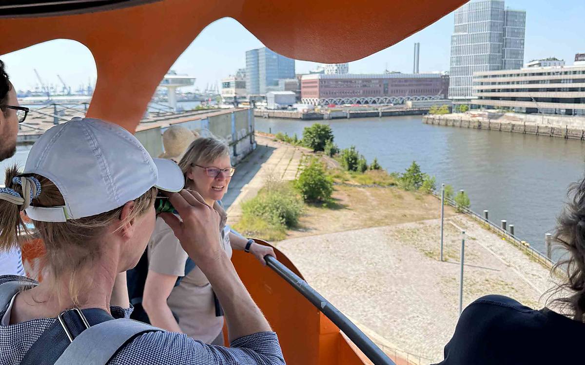 Viel Beton, Glas und Stahl – aber auch Lebensraum für den Spatz? Christine Rückmann aus unserem Naturbildungsteam führte durch die Hamburger HafenCity.
