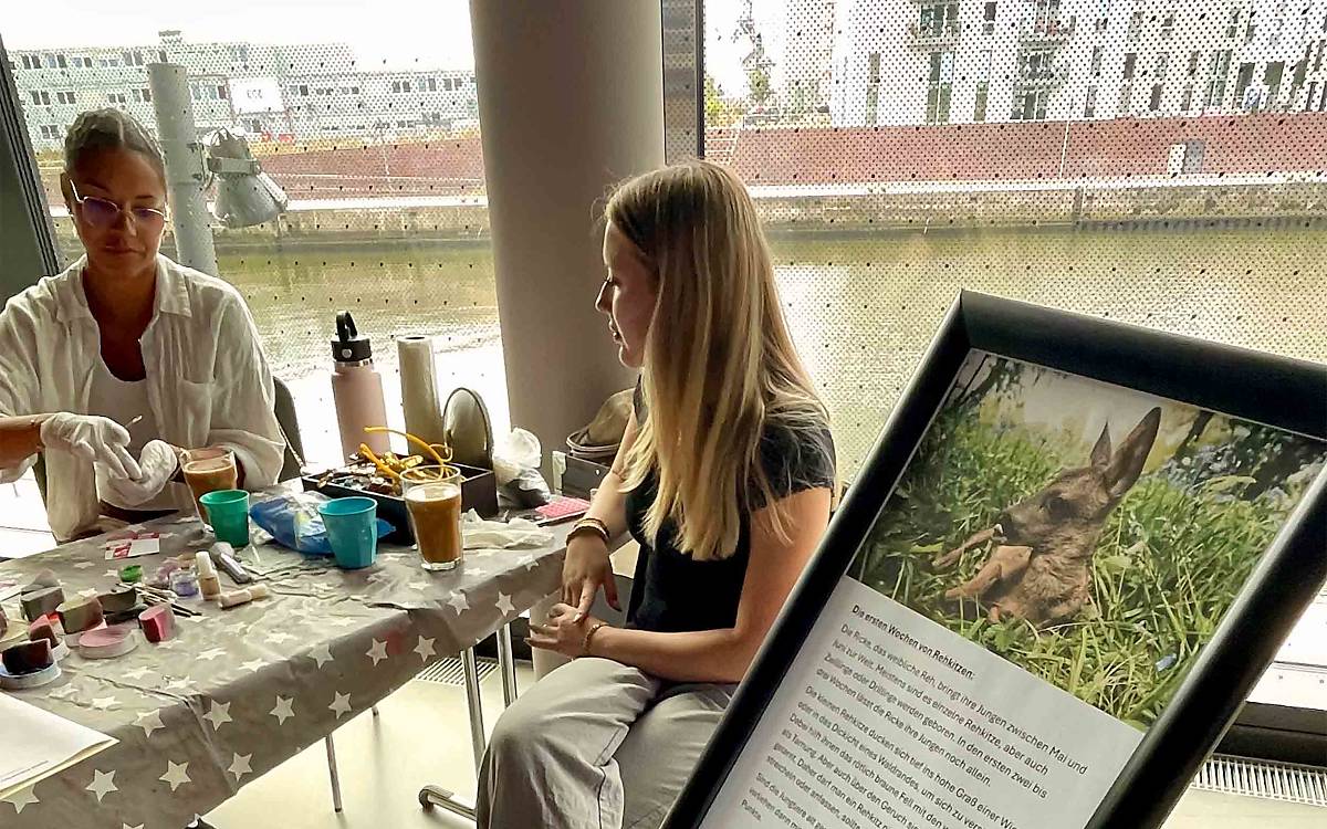 Gut getarnt? Rehkitze sind durch ihr Muster in der Natur schwer zu entdecken. Das Kinderschminkteam von „farbzeichen“ hatte allerdings nicht nur Tarnfarben im Gepäck.