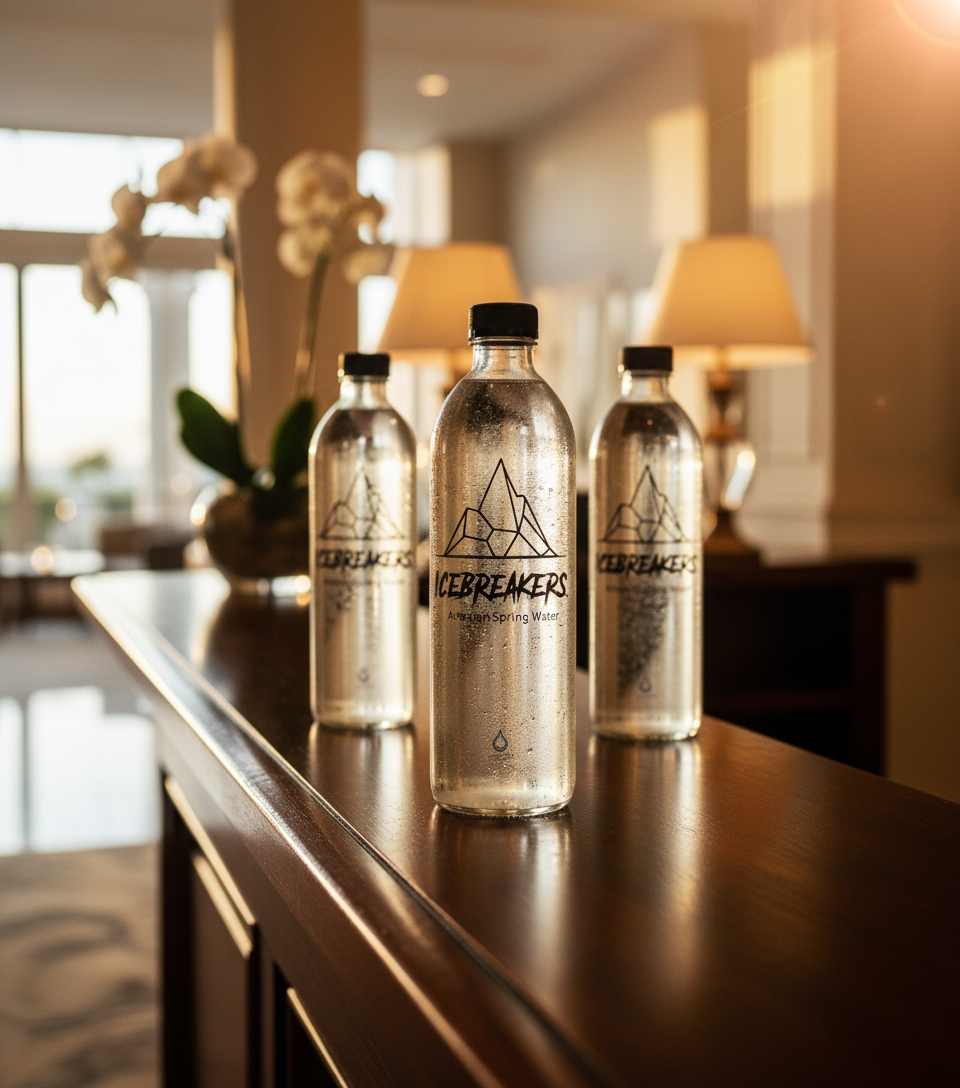 Warm golden retail showcase