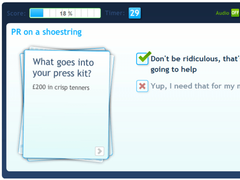 Yoodoo.biz Player - Example of integrated quiz
