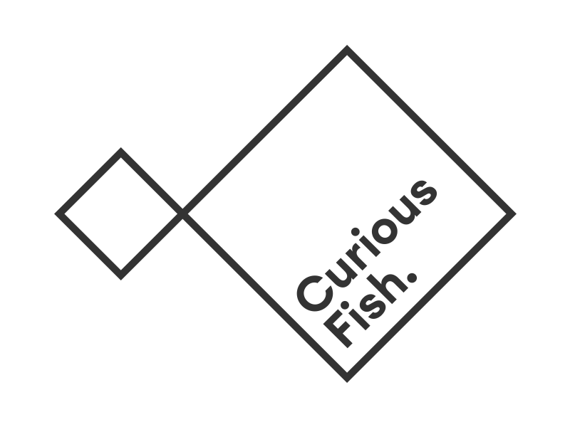 Curious fish brand identity logo