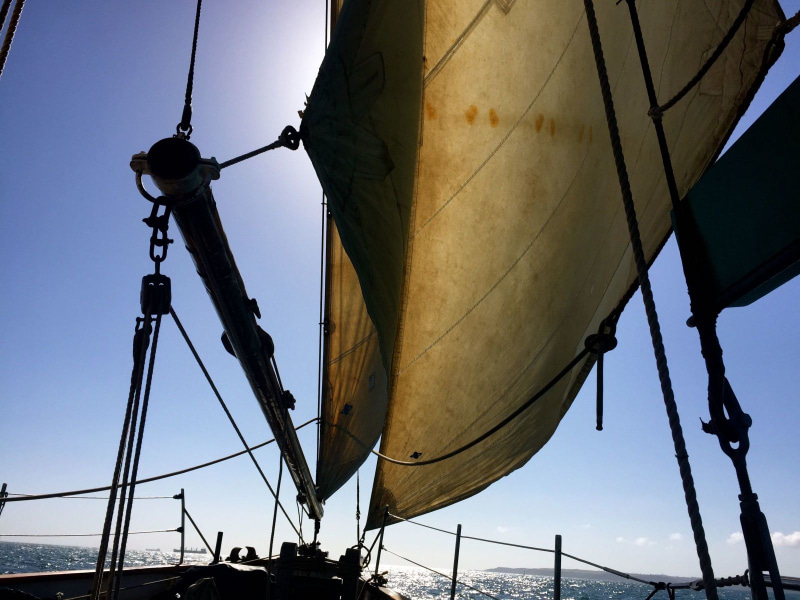 Sailing sail jib ropes
