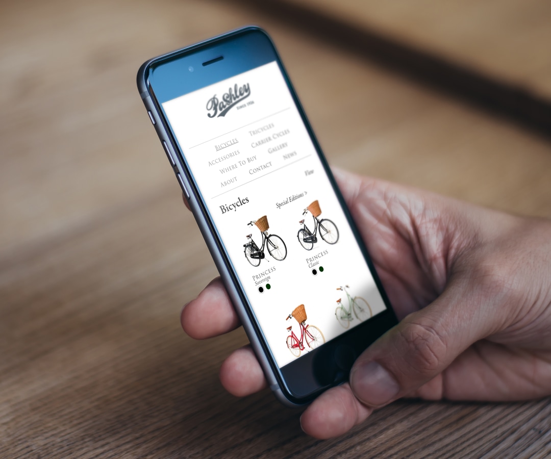 Pashley web app on mobile device