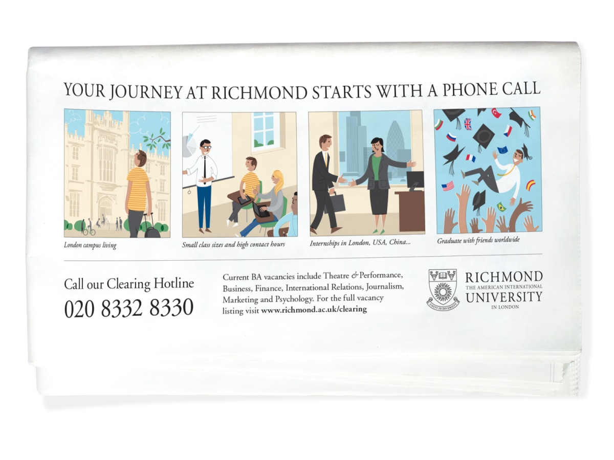 Richmond University broadsheet advert