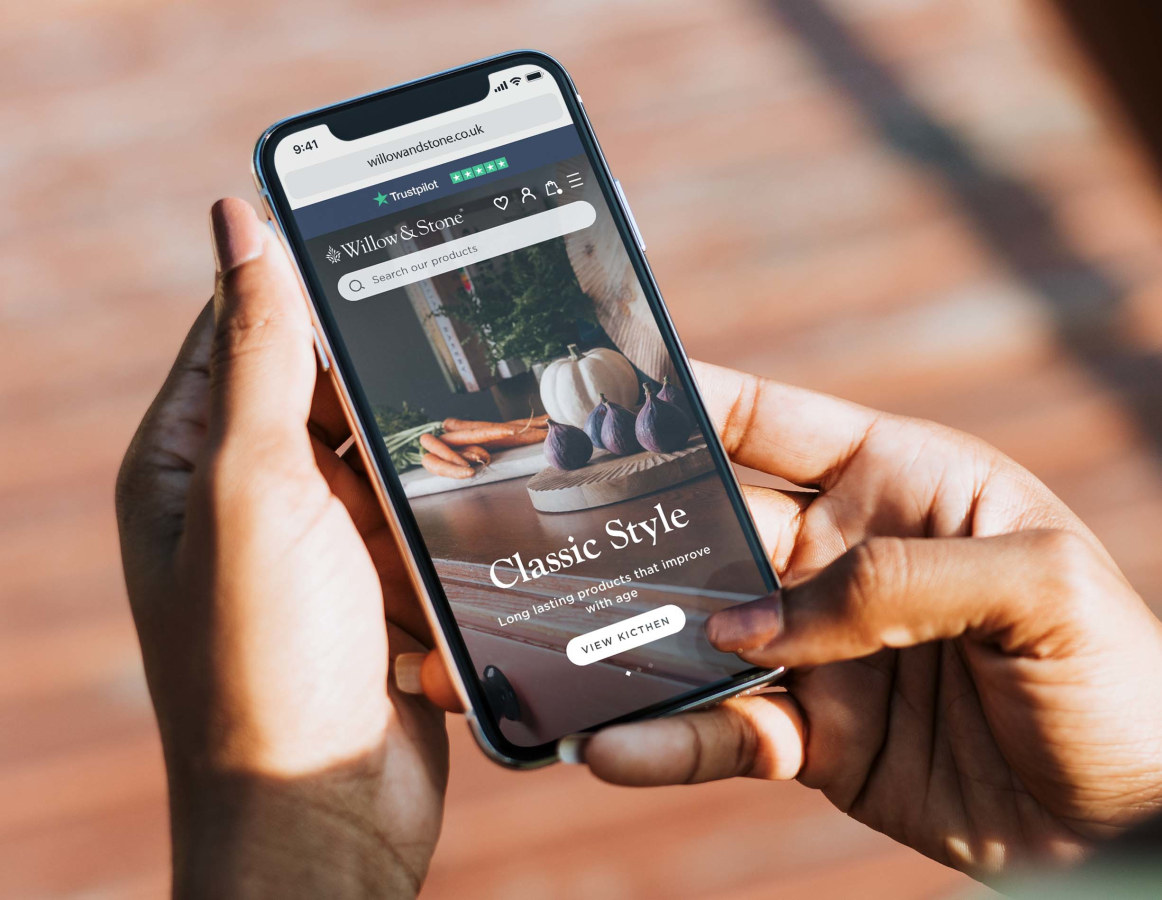 Willow and Stone website on mobile phone