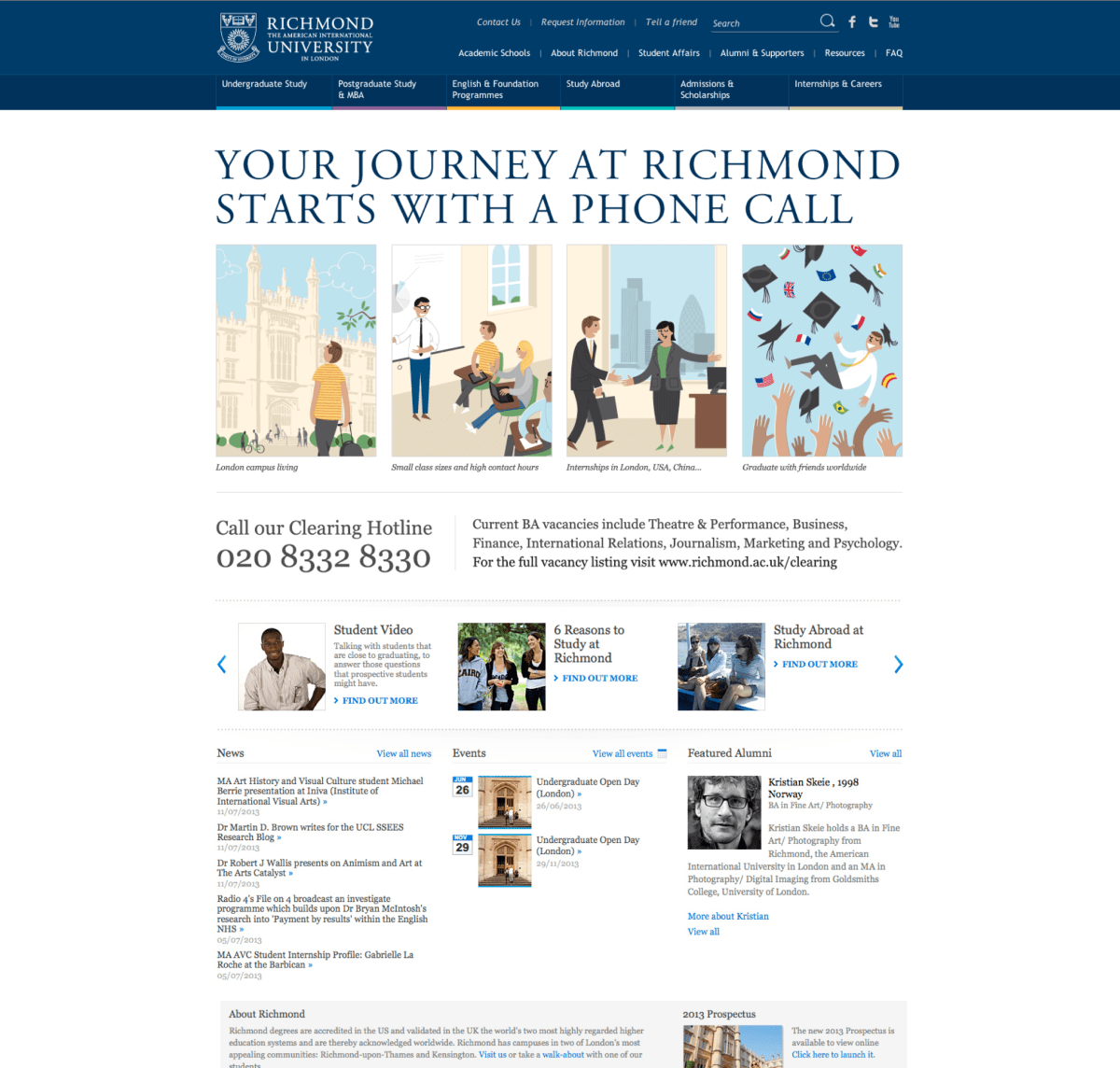 Richmond University website homepage