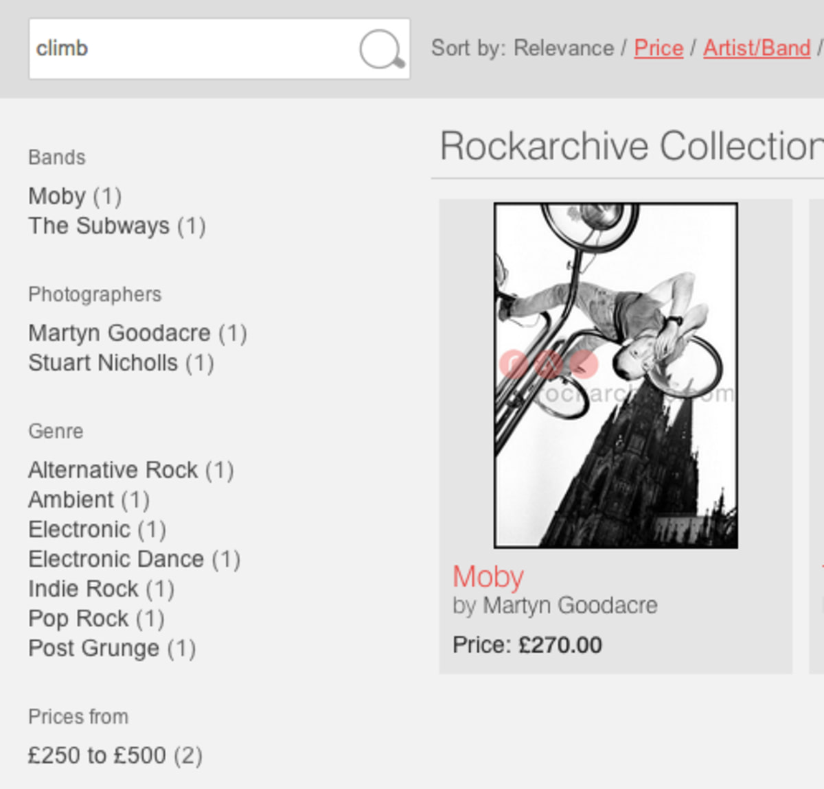 Rock archive search