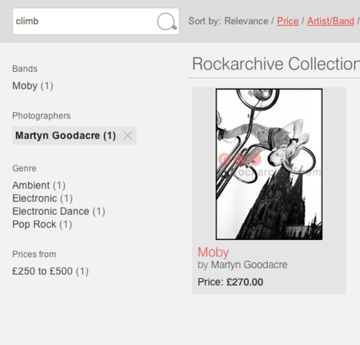 Rock archive search