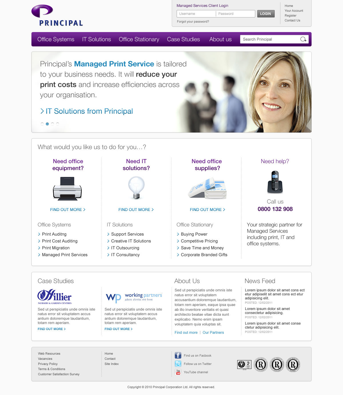 Principal solutions website homepage screen grab