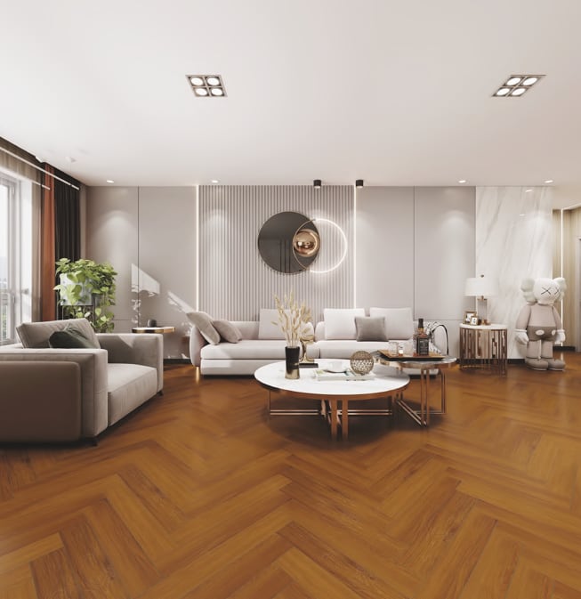 Stunning Herringbone Wooden Flooring image 1