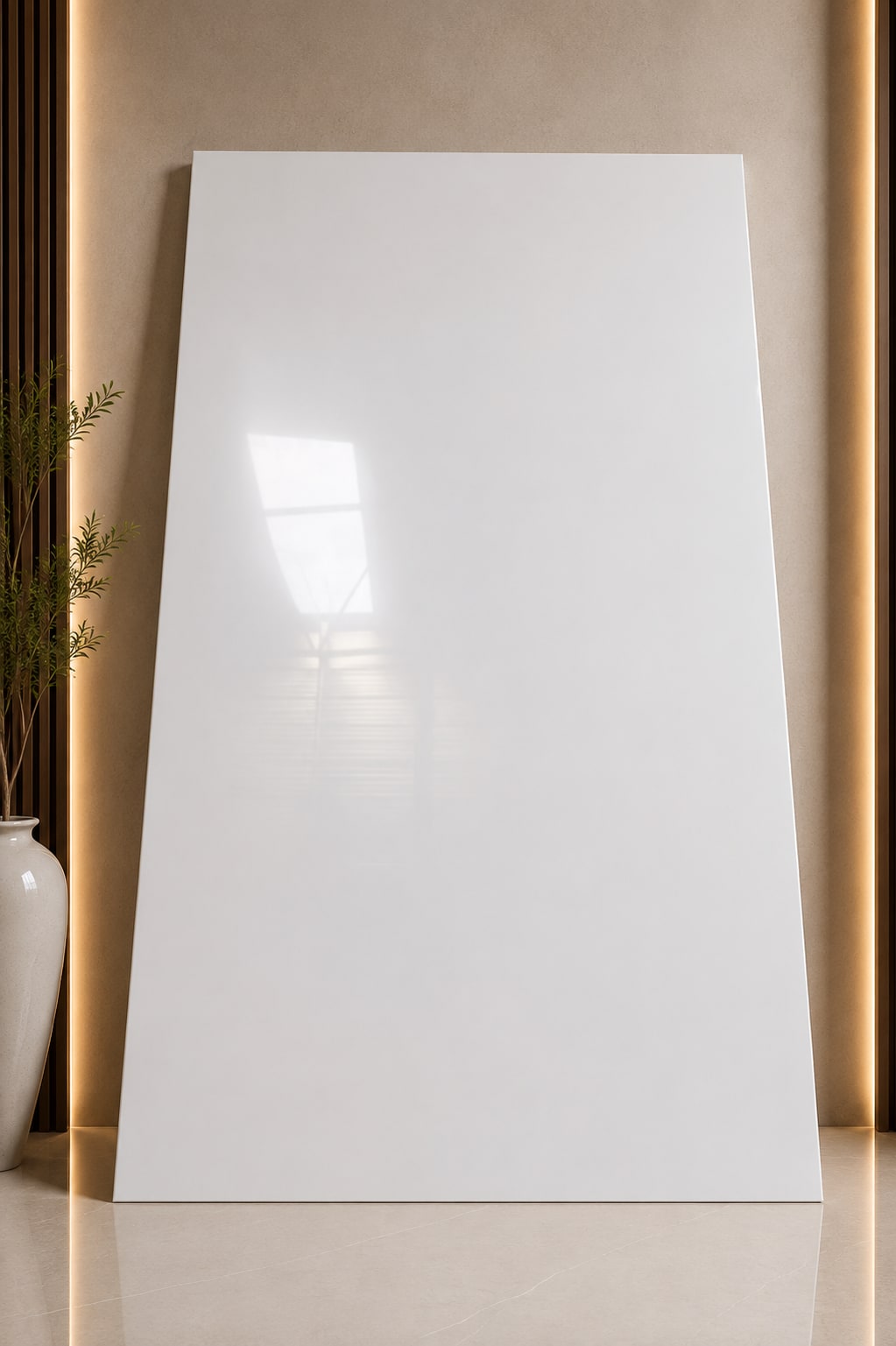 Plain White High Gloss UV Sheet | Premium PVC Wall Panel | 8 × 4 Feet image 1