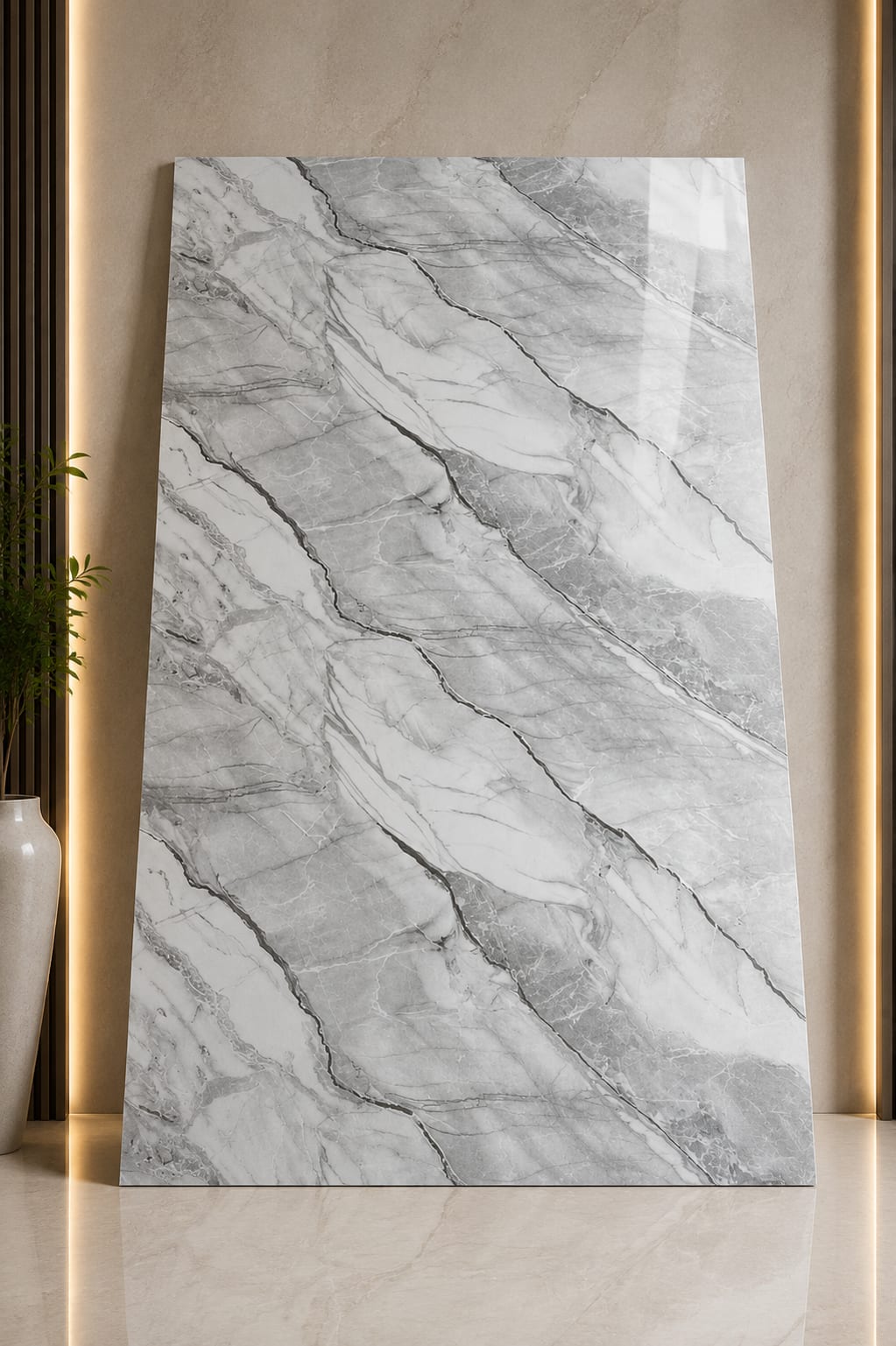 Silver Grey Marble UV Sheet | Premium PVC Wall Panel | 8 × 4 Feet image 1