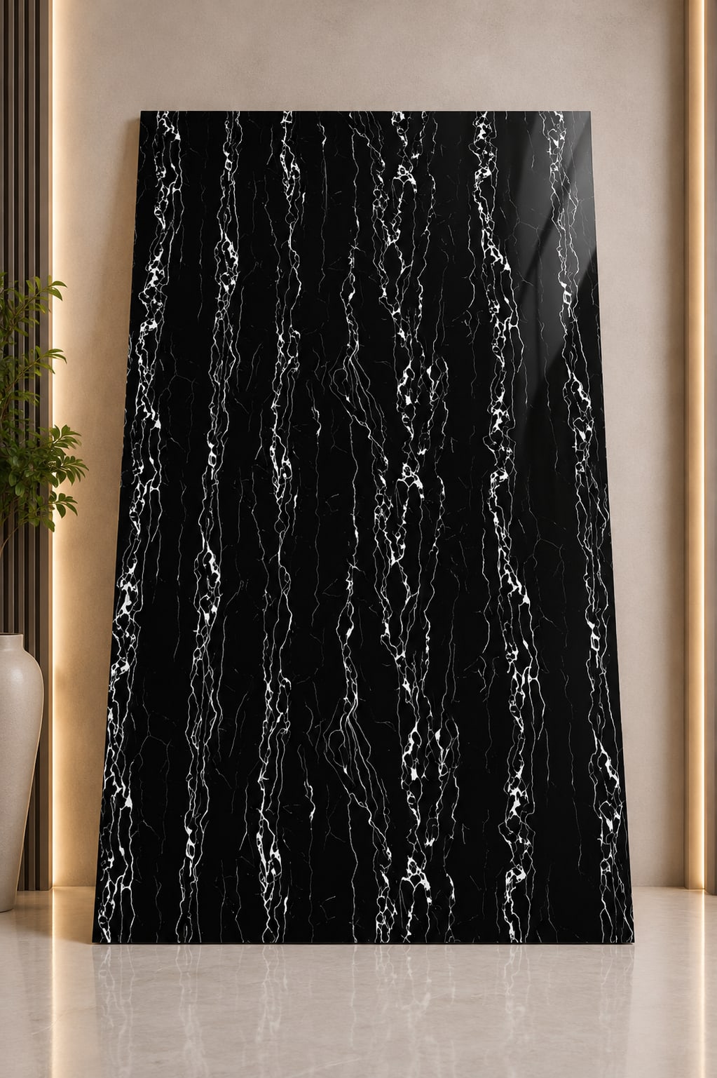 Black Statuario Marble UV Sheet | Premium PVC Wall Panel | 8 × 4 Feet image 1