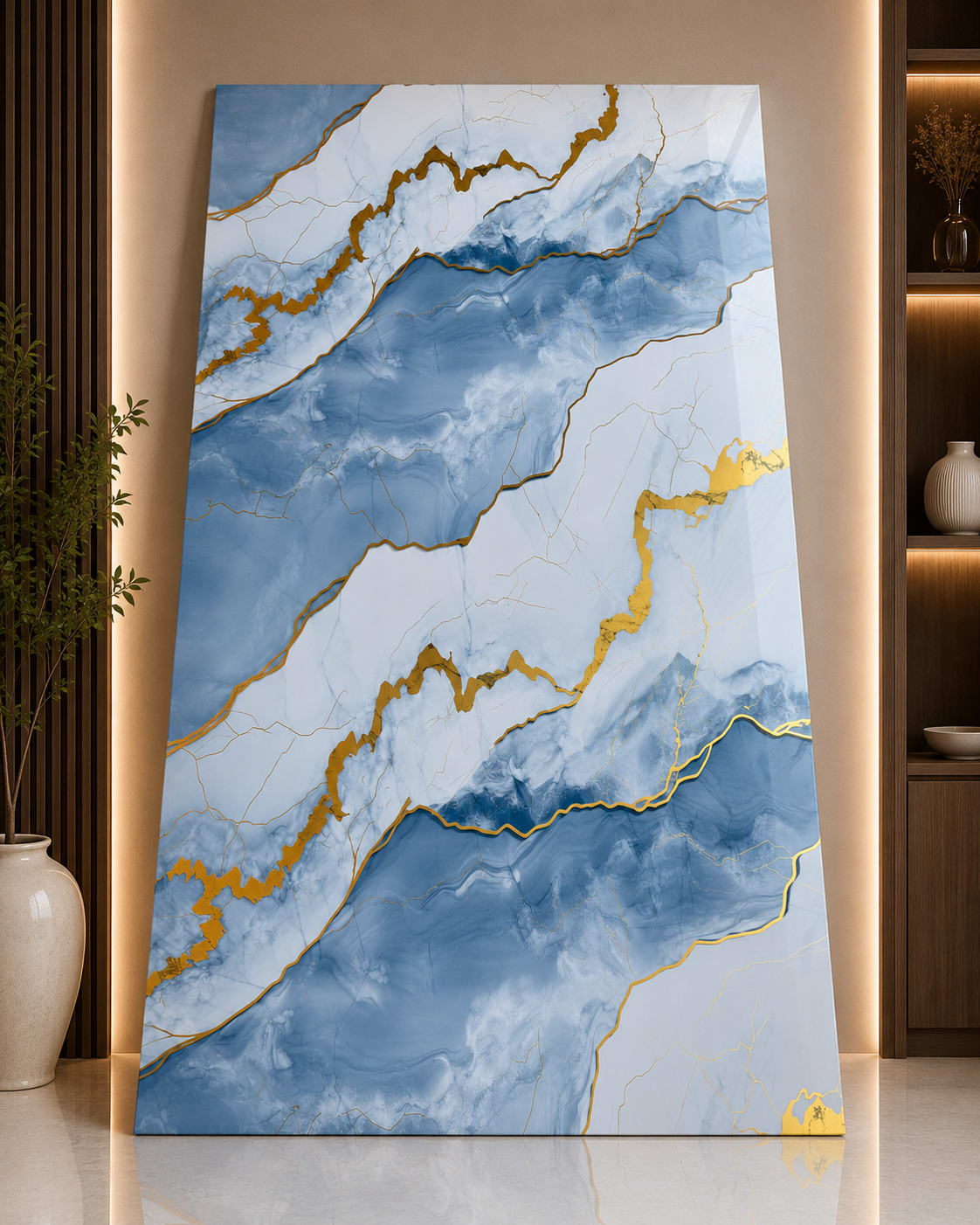 Blue Ocean Marble UV Sheet | Premium PVC Wall Panel | 8 × 4 Feet image 1
