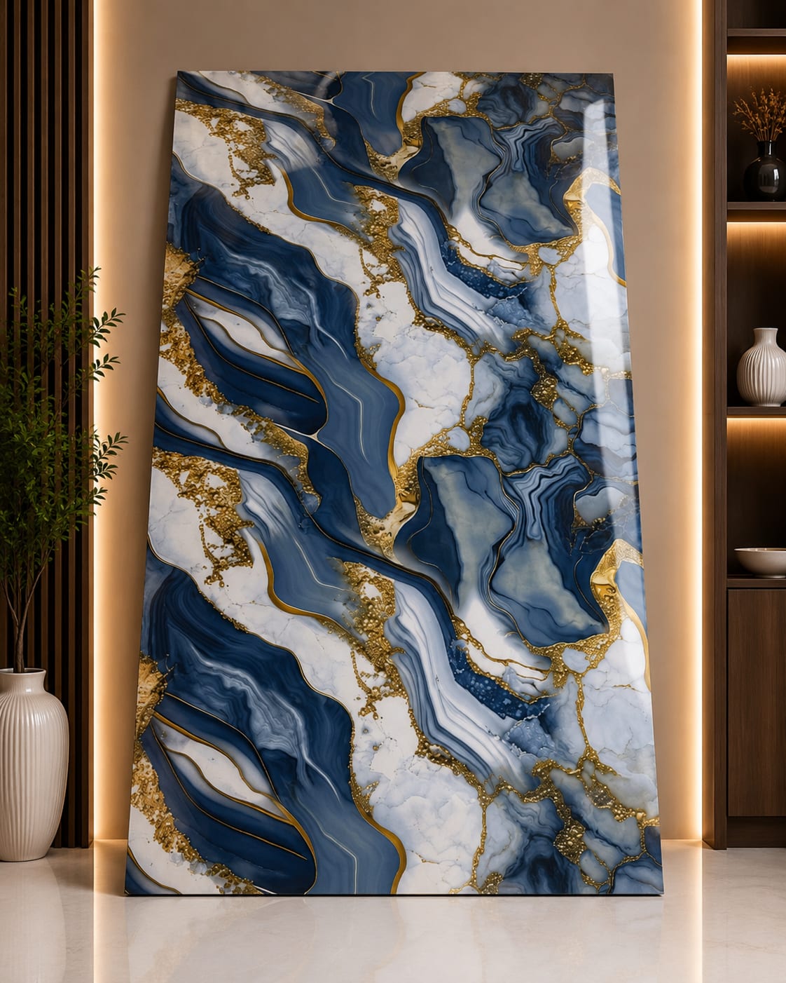 Blue Agate Self Adhesive UV Marble Sticker | Peel & Stick PVC Wall Sheet | 10 × 4 Feet | ST8001 image 1