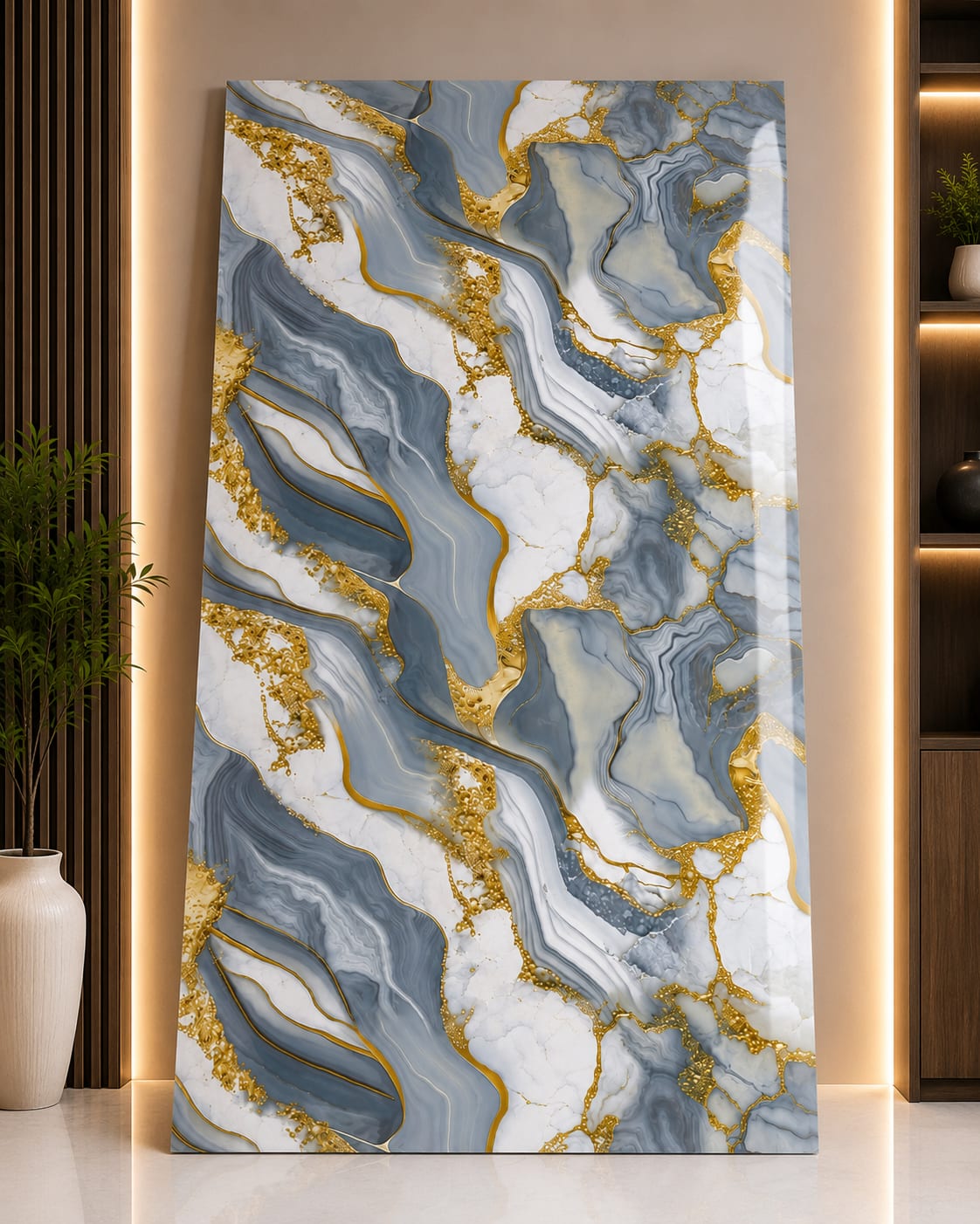Grey Blue Agate Self Adhesive UV Marble Sheet | 10 × 4 Feet image 1