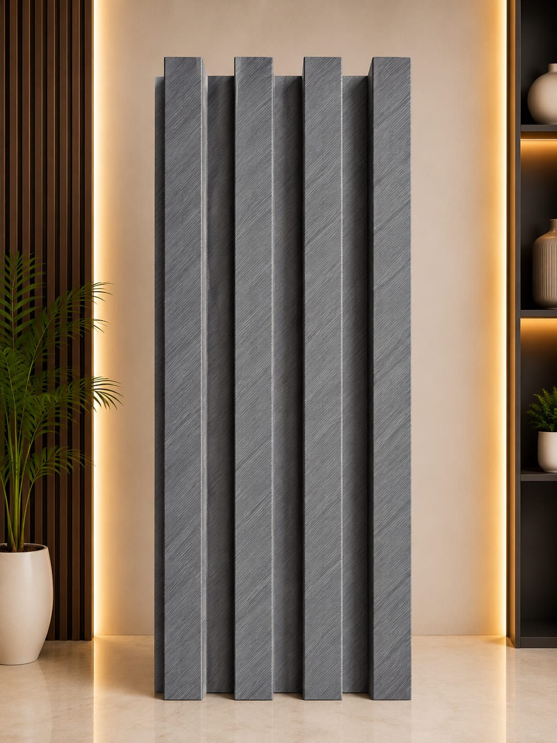 Premium WPC Wall Panel W20 | Charcoal Grey Fluted Wall Panel | 22mm–24mm image 1