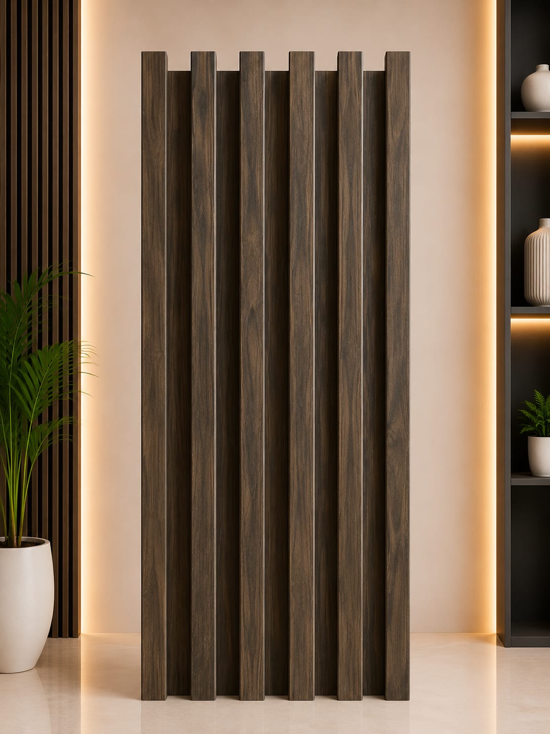 Dark Walnut WPC Wall Panel Interior Fluted Panel image 1